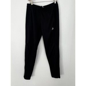 Adidas Pants Medium Black Track Joggers Ankle Zip Pockets Stretch Womens M EUC